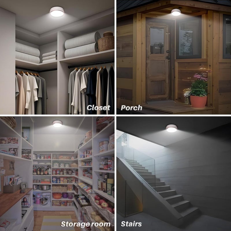 STAR-SPANGLED 6.3” Motion Sensor Ceiling Light Indoor AA or D-Cell Battery Operated for Hallway, Stairs, Basement, Garage, Laundry Area, Closet, Natural White, AA to D Battery Adapters Included - Image 5